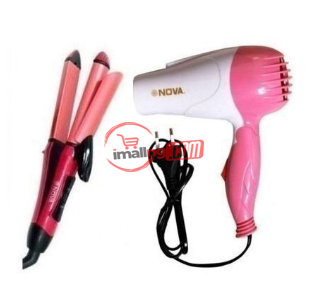 Nova 2 In 1 Hair Straightener,Curler And Professional Hair Dryer.