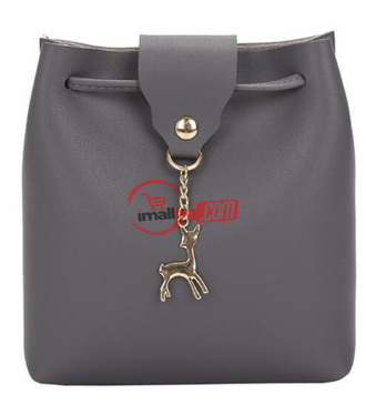 Women Lady Leather Small Bucket Bag Shoulder Crossbody Bags With Deer Pendant