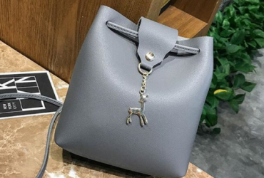 Women Lady Leather Small Bucket Bag Shoulder Crossbody Bags With Deer Pendant