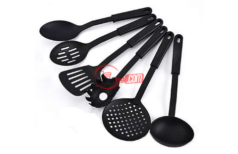 Non Stick Cooking Spoon Cookware – Set Of 6 – Black