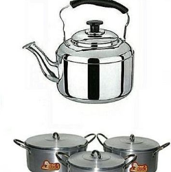 Cooking Pot Set 3 Pieces And Whistling Kettle (3)Litres