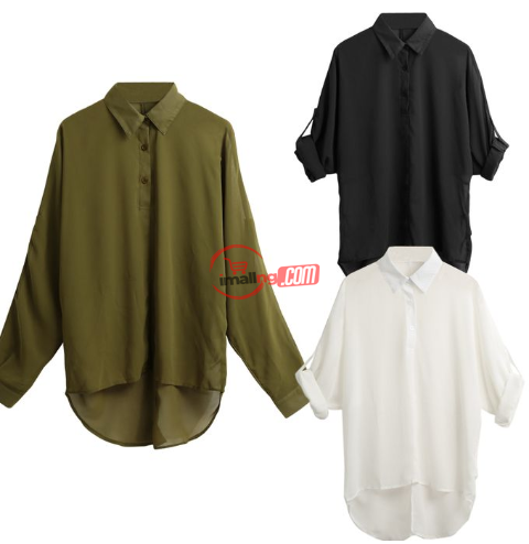 Spring Women Blouse Chiffon Shirt Long Sleeve Turn-down