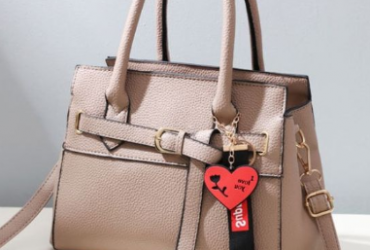 Female Leather Bag With Love- Beige