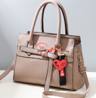 Female Leather Bag With Love- Beige