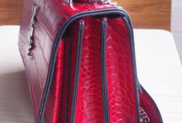 Crocodile Pattern Women Crossbody Bag With Chain – Red-Wine