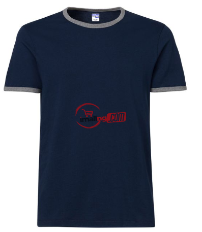 Navy Blue Grey Ringer T-Shirt