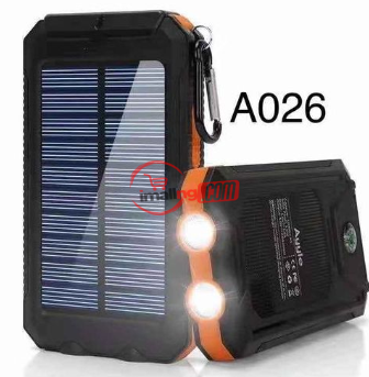 8000mAh Power-Bank USB Port, Solar Panels And LED Light