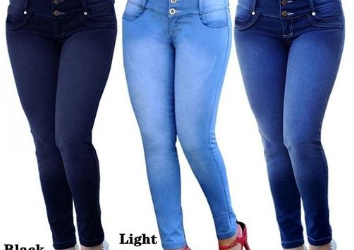 Women's Jeans High Waist Stretch Slim Pants -Blue