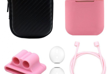 Apple AirPods Accessories Silicone Cover Case+Anti Lost Strap+Ear Cover Hook