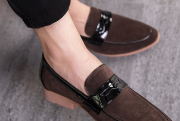 Suede Leather Mens Loafers -brown