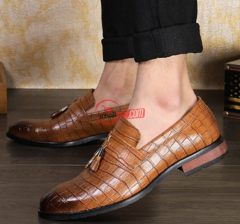 Genuine Leather Men Formal Shoes British Sytle Loafers Slip