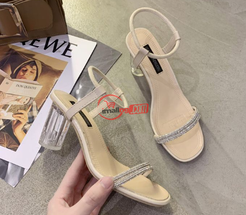 Women's Sandals Thick With High Heel -Beige