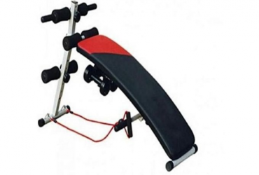 Body Fit Sit Up Bench With Dumbbells And Pull Up Spring For Arm Coiling Exercise