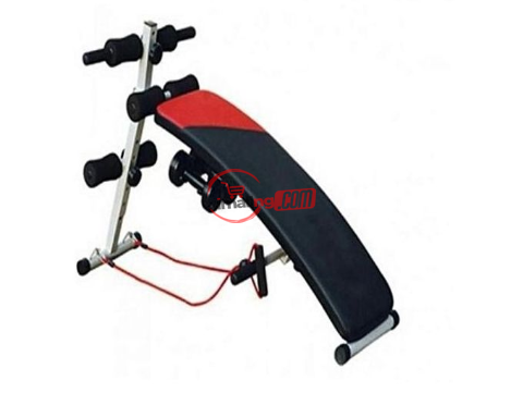 Body Fit Sit Up Bench With Dumbbells And Pull Up Spring For Arm Coiling Exercise