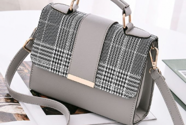 Portable Plaid PU Leather Handbag