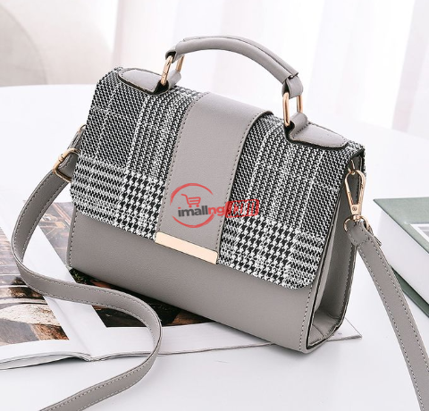 Portable Plaid PU Leather Handbag