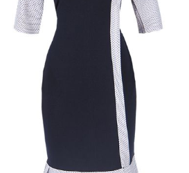 Casual Office Dress -black And Off White