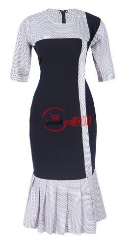 Casual Office Dress -black And Off White