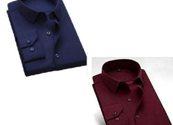 2 In 1 Men's Formal Fit Shirts – Wine & Navy Blue