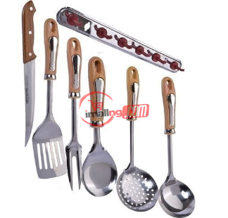 Cooking Set Utensils, Spoons Knives Forks And Wall Rack.