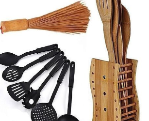 Wooden Spoons + Non-stick Spoon + Ewedu Broom