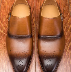 Men's British Business Casual Leather Shoes-Brown