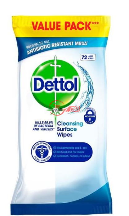 Dettol Cleansing Surface Wipes (72 Large Wipes)