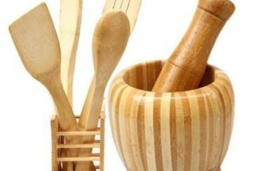 Wooden Spoons Set And Portable Mortal & Pestle