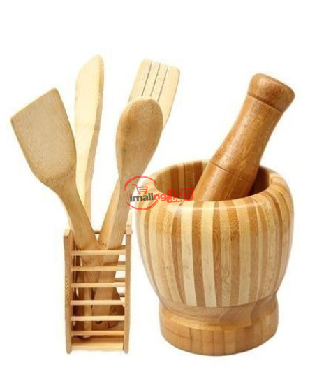 Wooden Spoons Set And Portable Mortal & Pestle