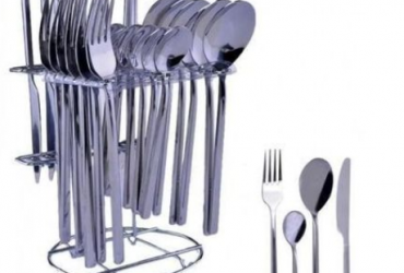 24 Pcs- Cutlery Set-Of Eating &Tea Spoon+Knife+Fork& Stand