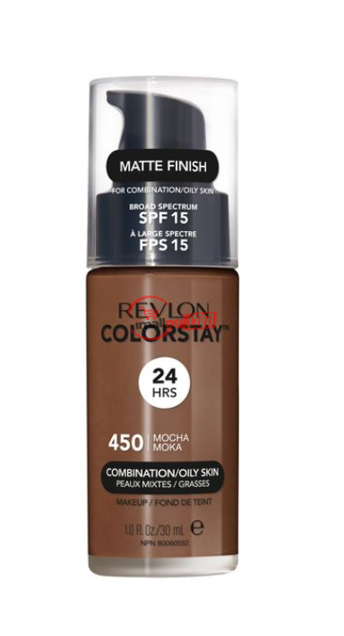 Revlon ColorStay Makeup For Combination/Oily Skin SPF 15, Longwear Liquid Foundation, Matte Finish, Oil Free, 450 Mocha, 1.0 Oz