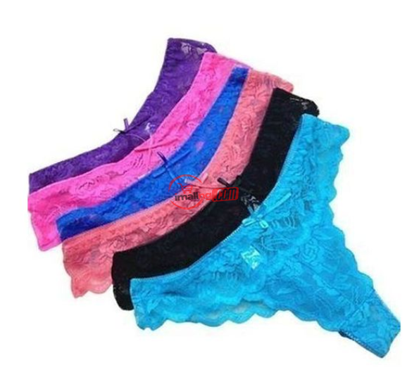 Sexy Thong Panty Bow Lace G-string Underwear – 6 Pack