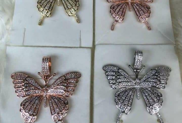 Rhinestone butterfly pendant