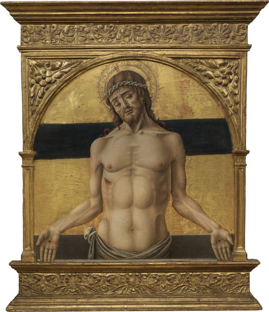 Bartolomeo Vivarini: Cristo in pietà, 1485-1490, tempera su tavola, fondo oro, cm 48 x 48
