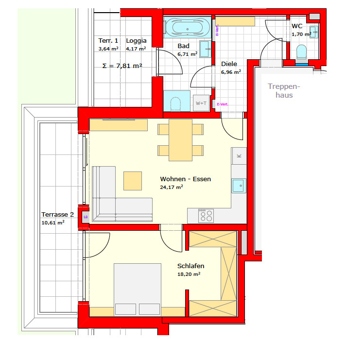 – Neubau- exklusive 2-Zimmer-Wohnung mit Ankleidezimmer, Terrasse und Loggia im Herzen von Schärding!, 4780 Schärding (Österreich), Etagenwohnung