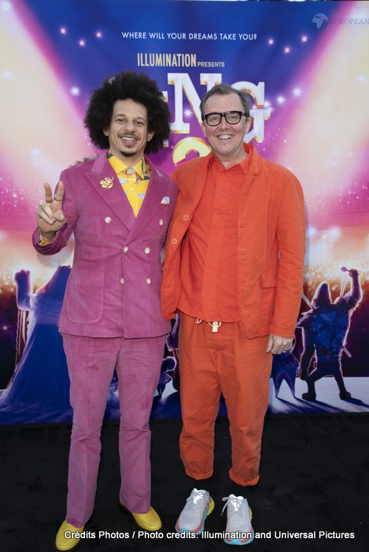Eric André and Director/Writer Garth Jennings attend as Illumination and Universal Pictures celebrate the Premiere of SING 2 at the Greek Theater in Los Angeles, CA on Sunday, December 12, 2021(Photo: Alex J. Berliner/ABImages)