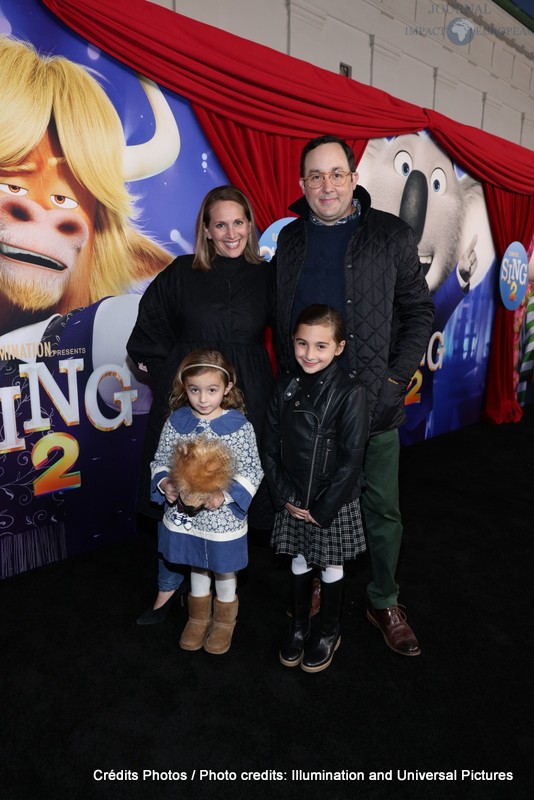 P.J. Byrne and family attend as Illumination and Universal Pictures celebrate the Premiere of SING 2 at the Greek Theater in Los Angeles, CA on Sunday, December 12, 2021(Photo: Mark Von Holden/ABImages)