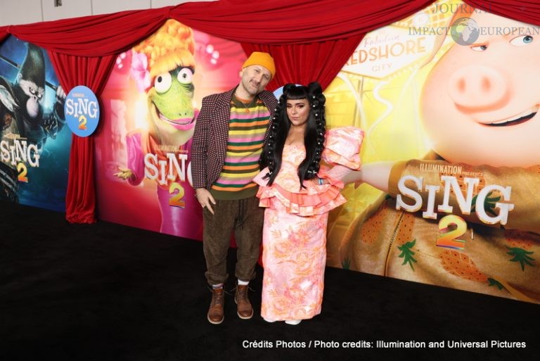 Sam Spiegel and Jarina De Marco attend as Illumination and Universal Pictures celebrate the Premiere of SING 2 at the Greek Theater in Los Angeles, CA on Sunday, December 12, 2021(Photo: Mark Von Holden/ABImages)
