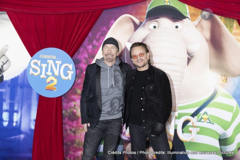 The Edge and Bono attend as Illumination and Universal Pictures celebrate the Premiere of SING 2 at the Greek Theater in Los Angeles, CA on Sunday, December 12, 2021(Photo: Mark Von Holden/ABImages)