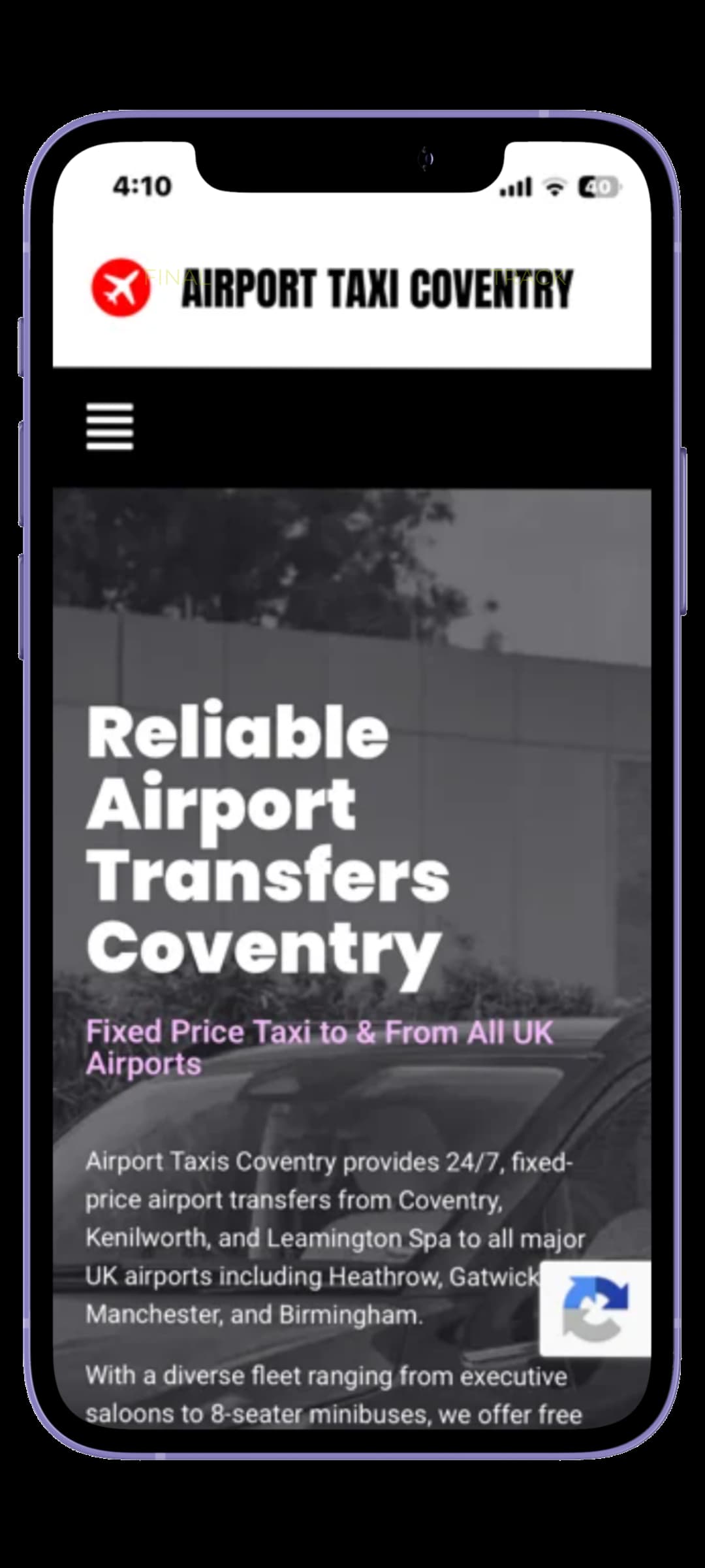 airporttaxiscoventry-case-study for UK airport transfer Website digital marketing
