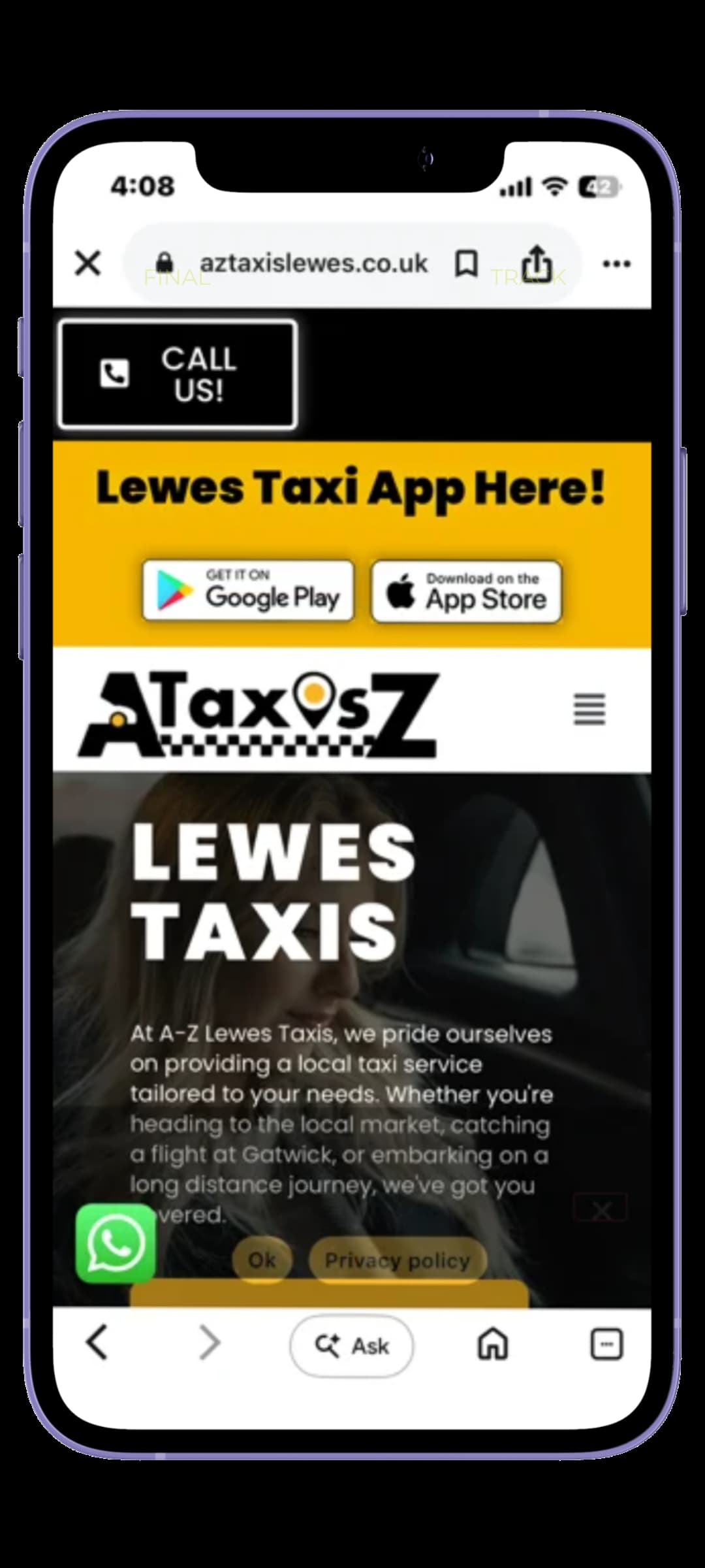 aztaxislewes-case-study for Taxi Website digital marketing