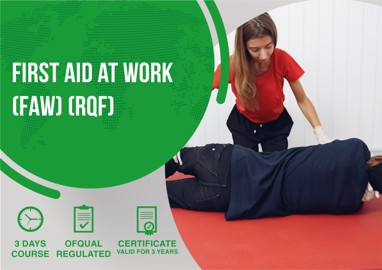 First Aid at Worl (FAW) (RQF) course banner at IMT Medical Training Centre
