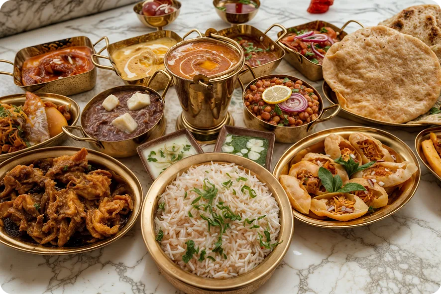 Indiske retter anrettet hos Indian Bites