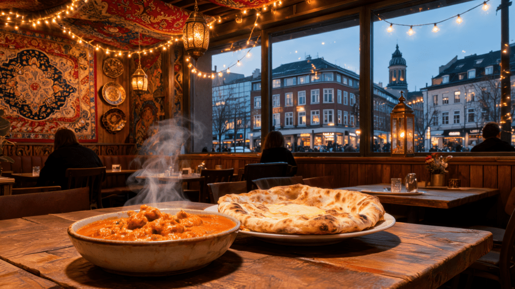 Authentic North Indian curry and naan served at Indian Bites, Copenhagen