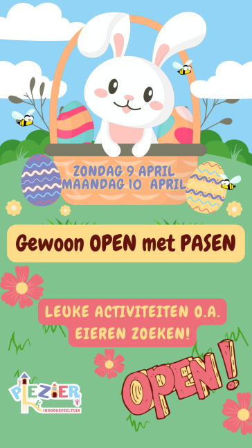 Gewoon open met pasen bij Indoorspeeltuin Plezier