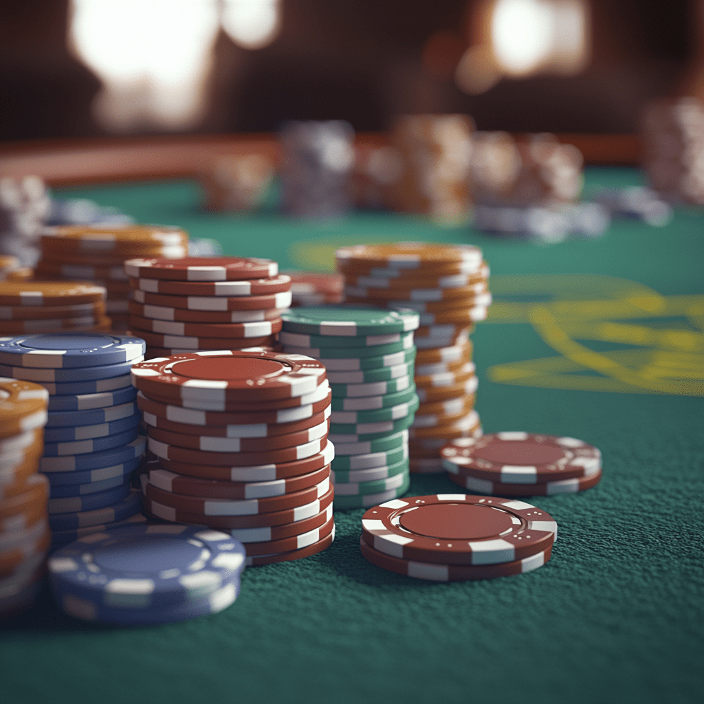 stacked poker chips on table