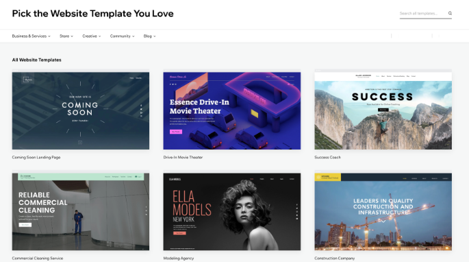 wix templates for designing web pages