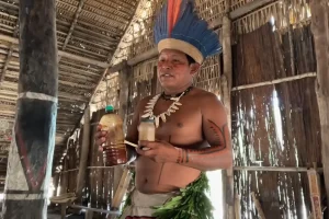 Leader of Aldeia Kubeua in the Amazon explaining the ancestral ayahuasca tradition