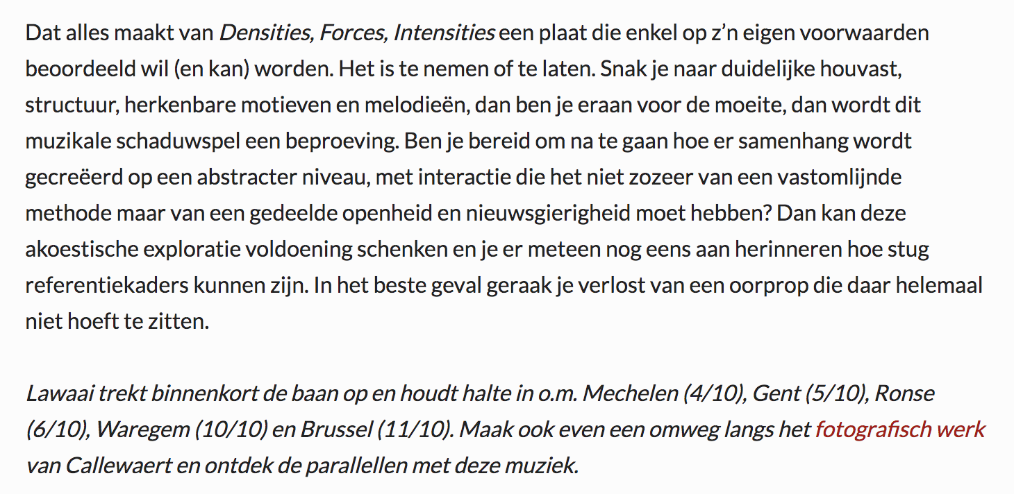 lawaai densities forces intensities enola