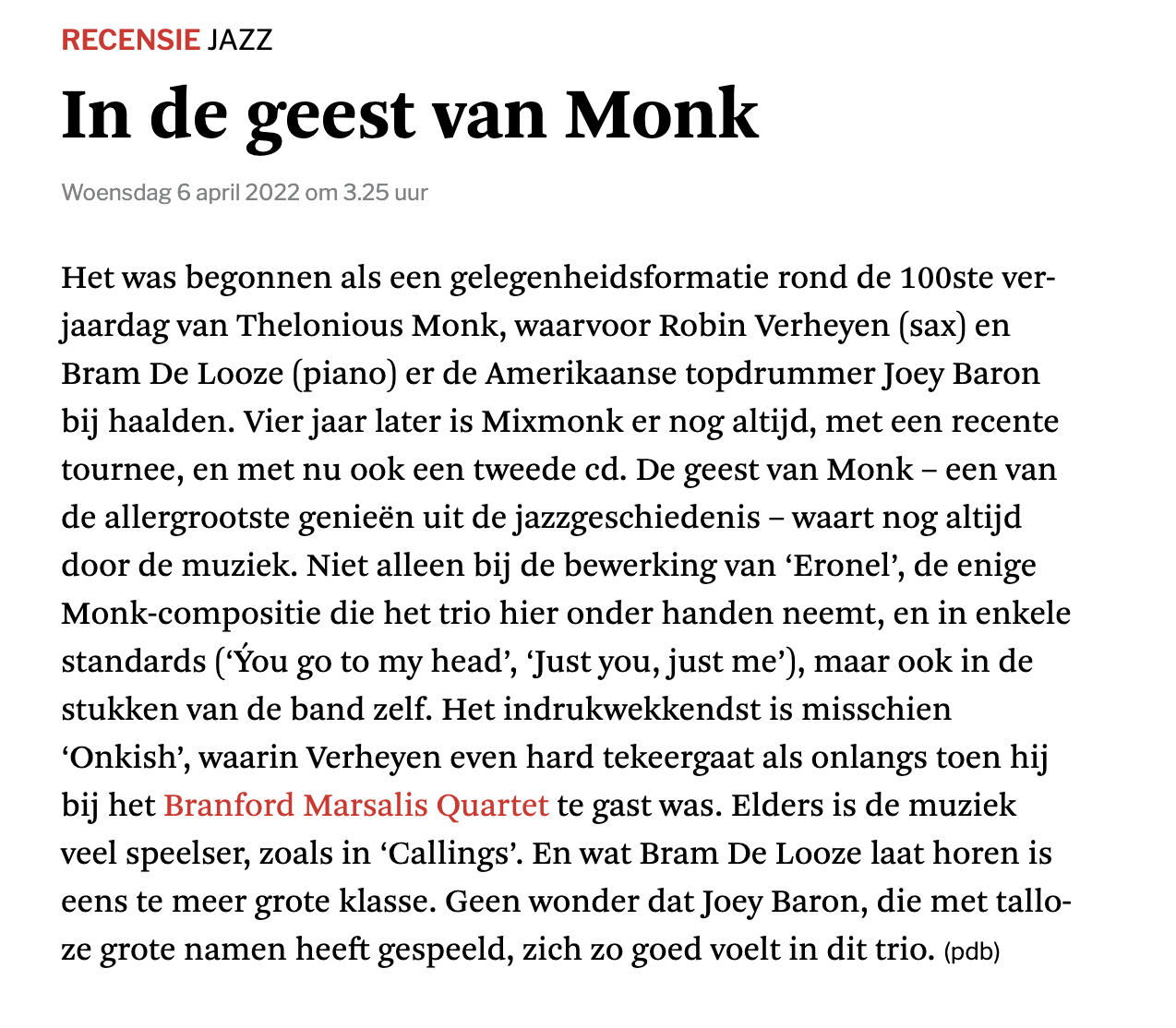 mixmonk on the loose de standaard